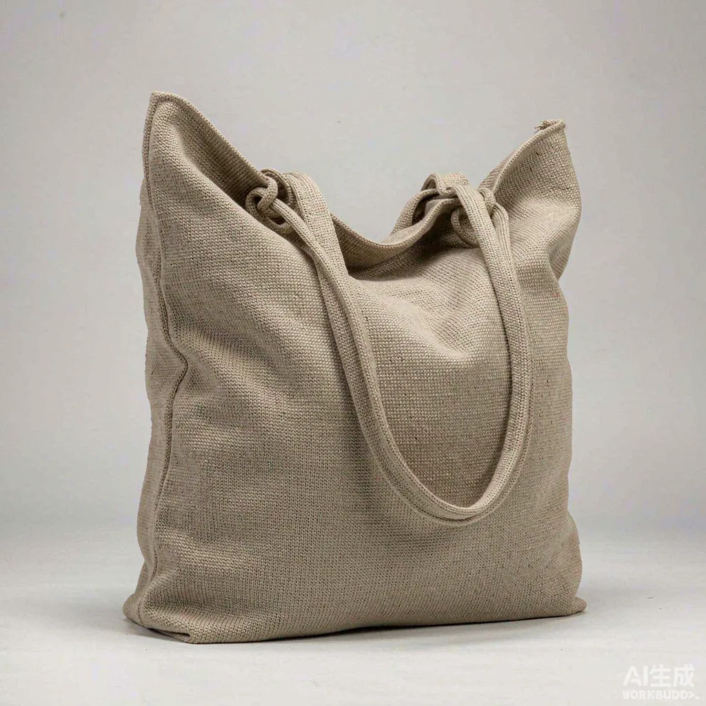 knitted bag with marked measurement points along the height and width beside a tape measure