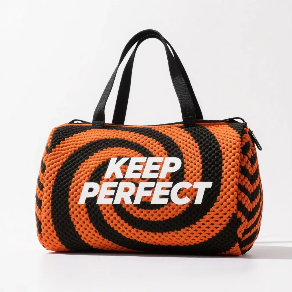 knitted bag base with a nylon reinforcement panel bonded at the corners on a workbench